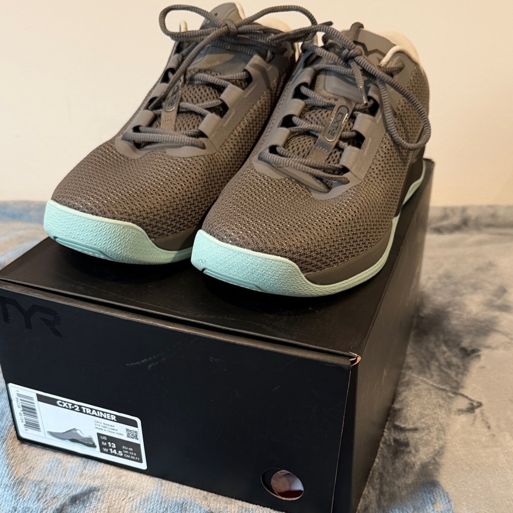TYR CXT-2 Men's Athletic Shoes in Gray and Mint - Men’s 13